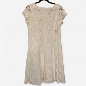 Fairy Cottagecore Rafaella Cream Mesh-Panel Midi Dress size 8